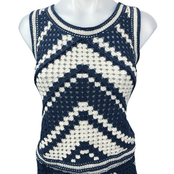 Anthropologie Navy and White Chevron Dress - Picture 5 of 9